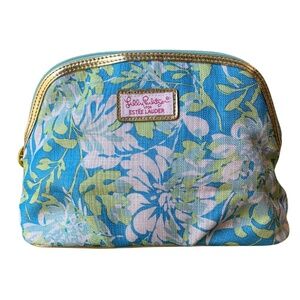 Estée Lauder Lilly Pulitzer Blue Floral Butterfly Makeup Bag [Blue/White]